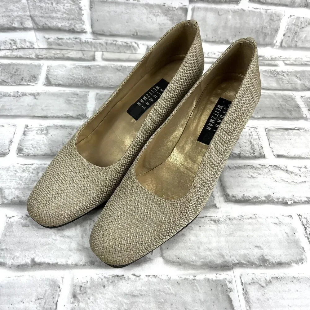 Stuart Weitzman Women’s Size 8 Square Toe Woven Pumps Vintage